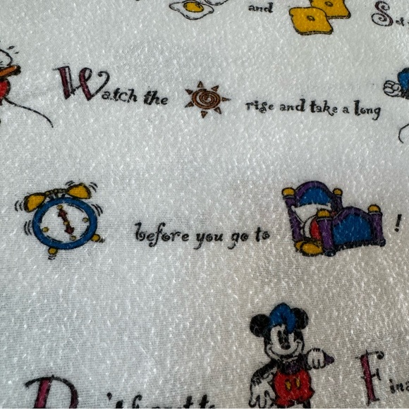 Vtg Mickey Mouse Print Flannel Sheet Cotton Disney Flat - Picture 9 of 9